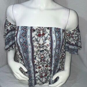 Womens California Gypsy Cold Shoulder Floral Boho Blouse Size Small NWT